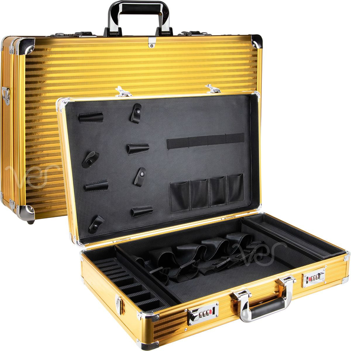 Just Case Snap-On Strap Barber Case w/ Shear Holder Gold Stripes