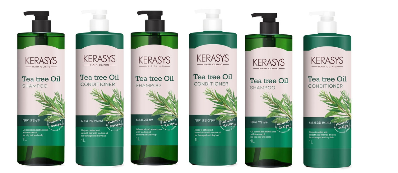 Kerasys Tea Tree Oil Shampoo and Conditioner 6 Pack - Barber Salon