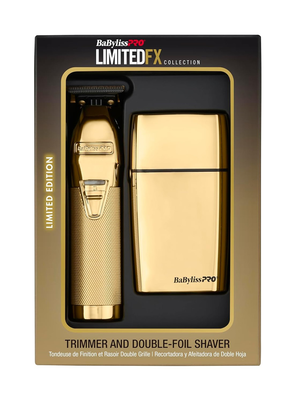 BaBylissPRO LimitedFX Gold Trimmer & Double Foil Shaver Duo Set