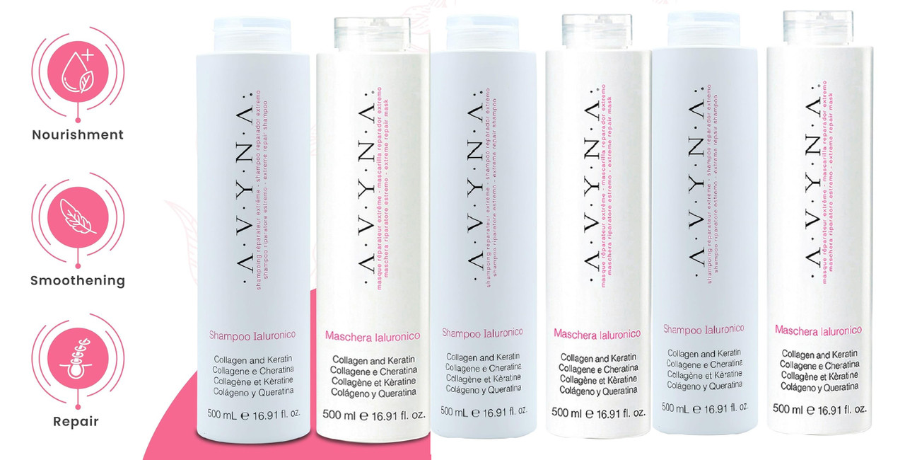 Maschera Shampoo Avyna Colageno Y Keratina AVYNA 3pc Bundle