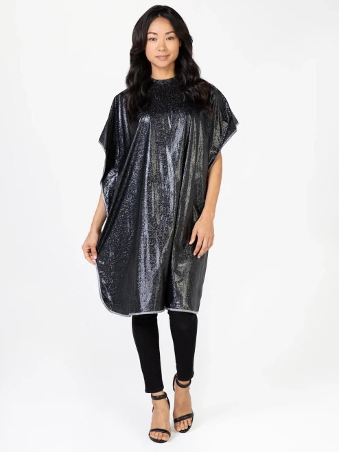 Betty Dain Solid Black Shampoo Cape (BD-306V-BLK)