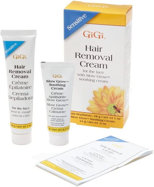 Gigi Hair Removal Cream for the Face with Slow Glow Soothing Cream 1 oz