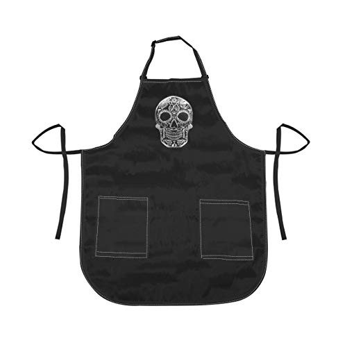 Betty Dain Sugar Skull Apron (BD-173BLK/SIL-UPD)