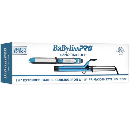 BaBylissPRO Limited Edition Nano Titanium Prima3000 1 1/4" Flat Iron & Extended Barrel Curling Iron (BPTPP54UC)
