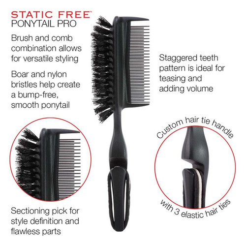Cricket Static Free Ponytail Pro Black Brush - Barber Salon Supply