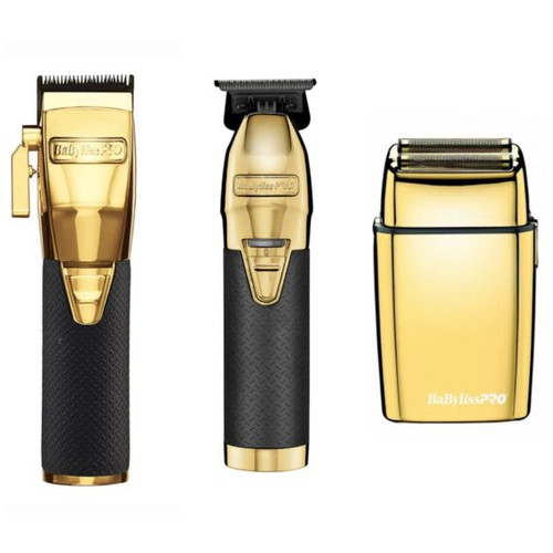 BaBylissPRO GOLDFX BOOST+ Metal Lithium Clipper, Skeleton Trimmer, and  Gold Double Shaver Trio 