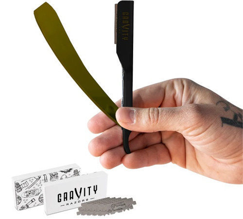Gravity Stainless Steel Straight Razor Gold/Blk Color