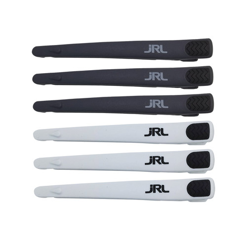 JRL Professional Hair Clips White/Black 6pk (JRL-HC01)