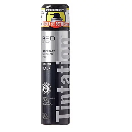 Kiss Tintation Temporary Hair Color Spray 6 oz Black Color Barber