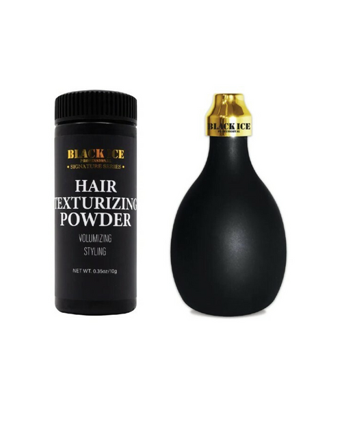 Black Ice Hair Texturizing Powder Volumizing Styling and Puff Applicator
