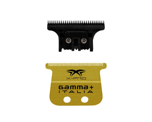 Gamma X-Pro Wide Gold Titanium Fixed Blade & DLC The One Cutting Trimmer Blade Set (GP527GB)