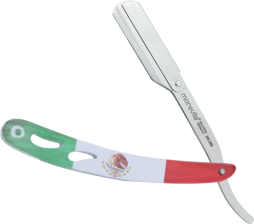 Morevile Swing Lock Mexican Flag Straight Razor - Barber Salon Supply
