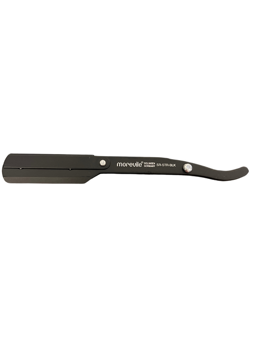 Moreville Straight Swing Lock Black Razor - Barber Salon Supply