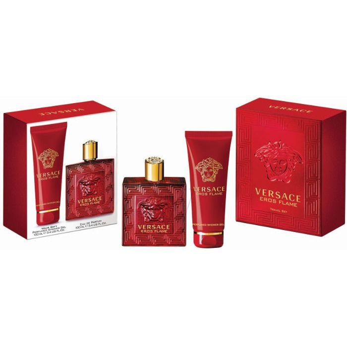 Versace Eros Flame Gift Set, EDP 100ml, Shower Gel 100ml | Pharmacy2U
