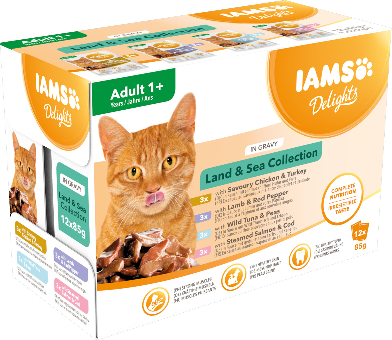 IAMS Delights Cat Pouch Land Sea In Gravy 12 x85g x 2