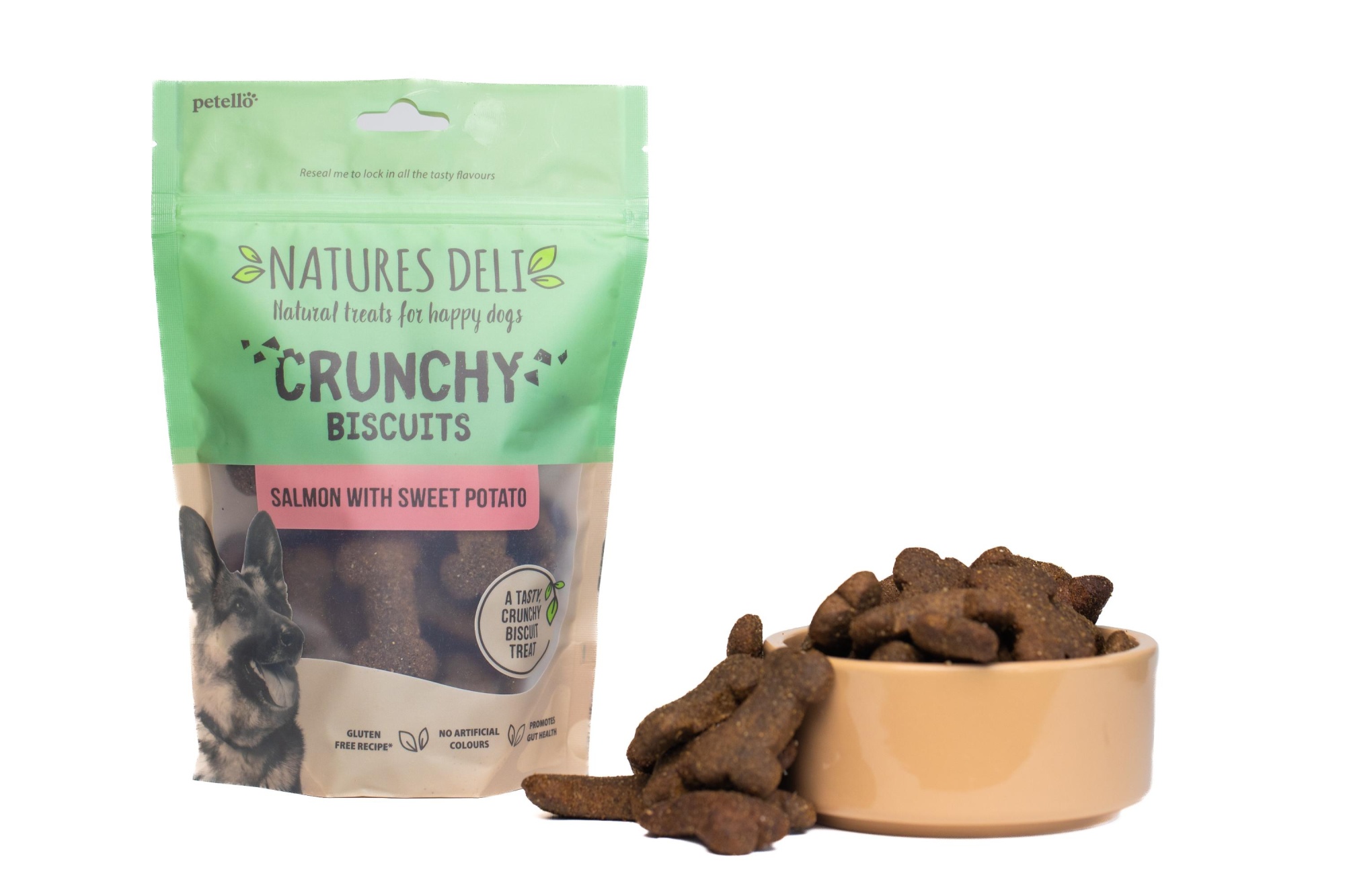 Natures Deli Crunchy Biscuit Salmon With Sweet Potato for Dogs 225g