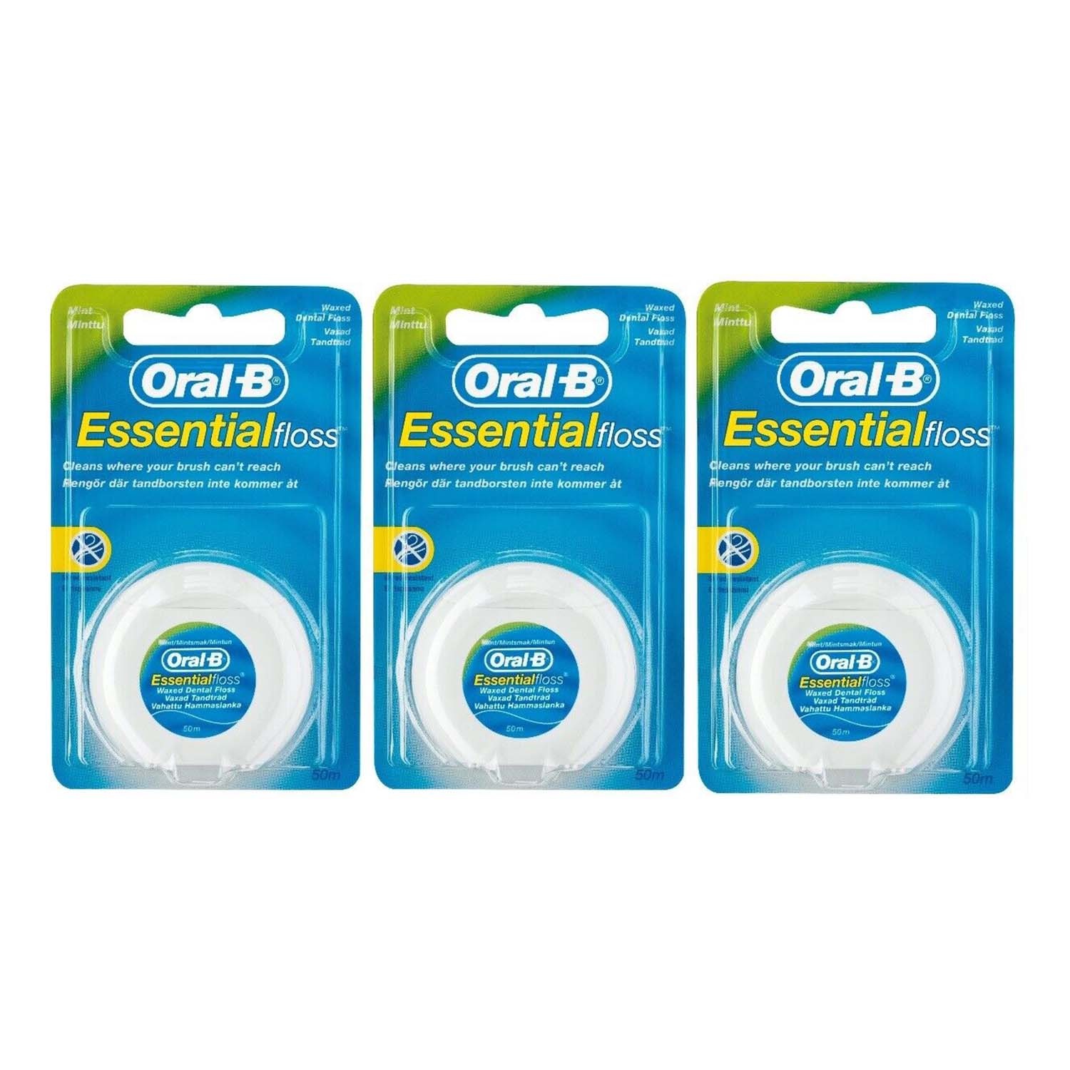 Click to view product details and reviews for Oral B Essential Waxed Dental Floss 50m.