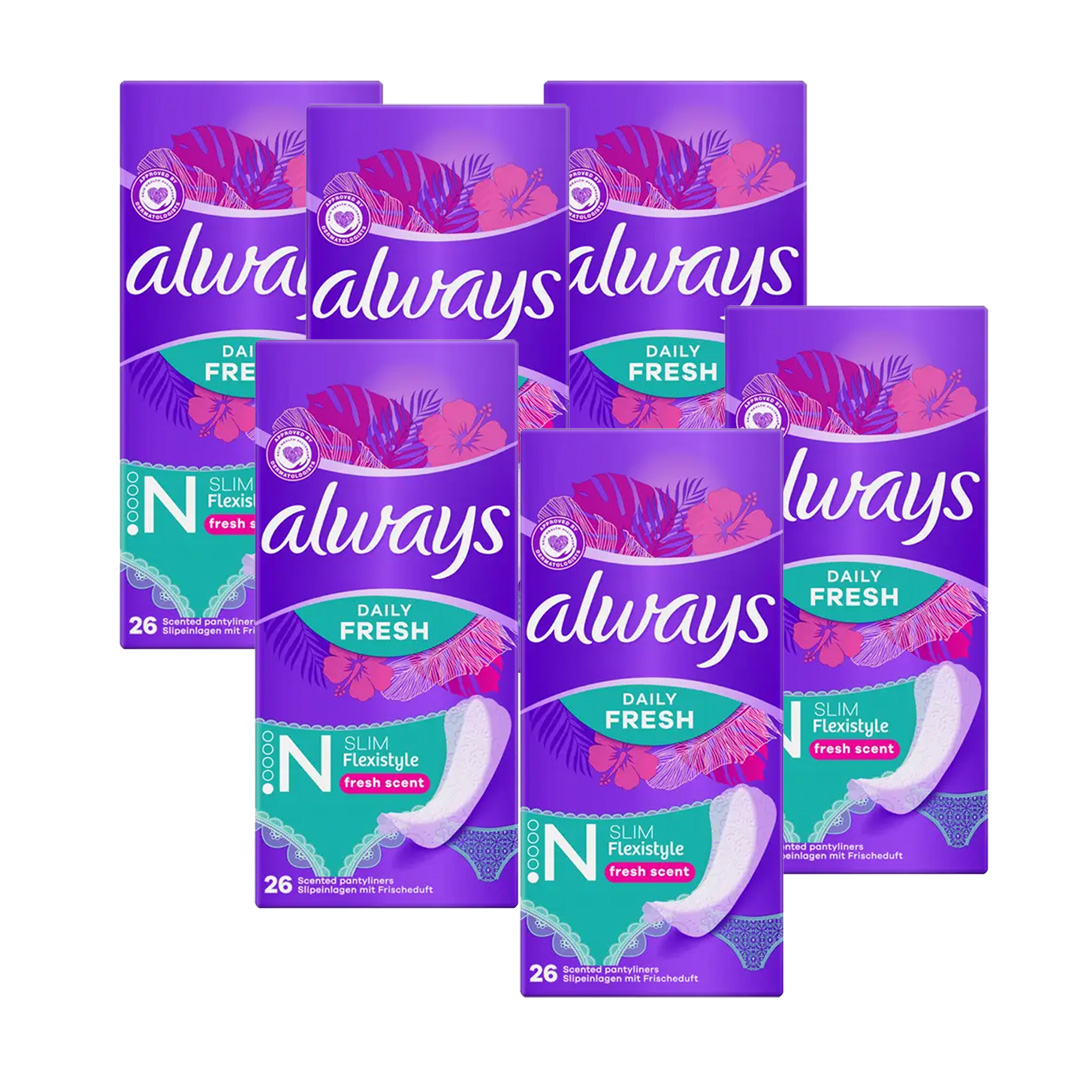 Always Daily Fresh Slim Flexistyle Panty Liners With Fresh Scent 26 Liners