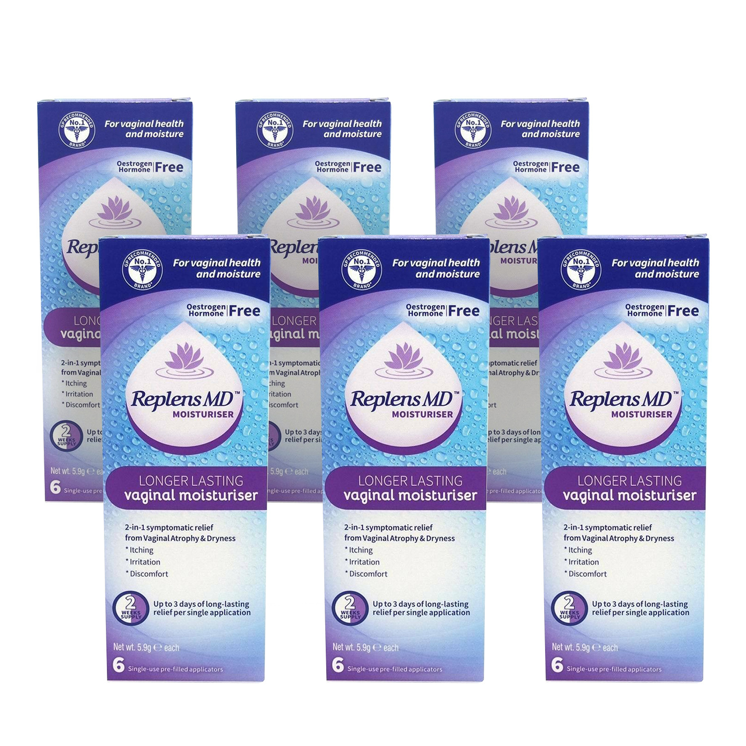 Replens Women's Md Vaginal Moisturiser Applicators Size 6