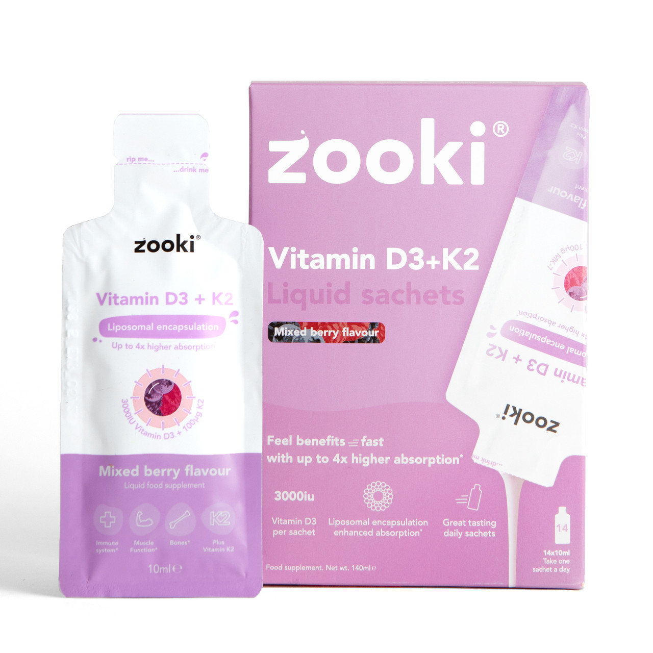 Click to view product details and reviews for Zooki Liposomal Vitamin D3 K2 3 000iu Mixed Berry Flavour 10ml 14 Sachets. Click to view product details and reviews for Zooki Liposomal Vitamin D3 K2 3 000iu Mixed Berry Flavour 10ml 14 Sachets.