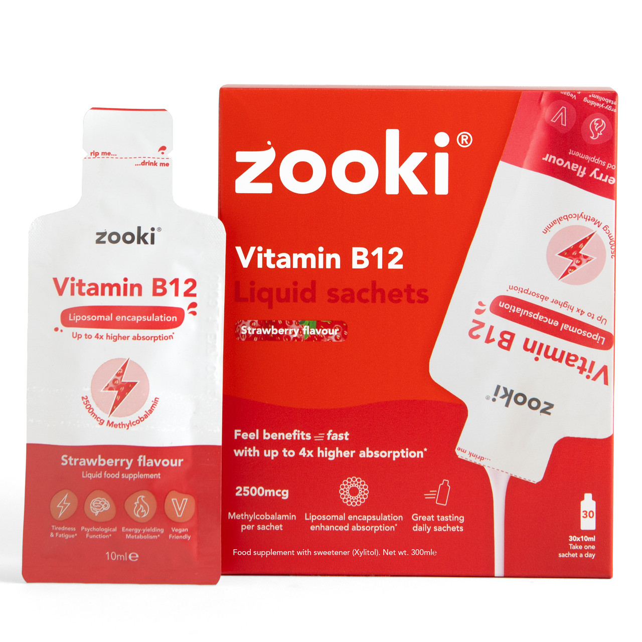 Click to view product details and reviews for Zooki Liposomal Vitamin B12 2500mcg Strawberry Flavour 10ml 30 Sachets.