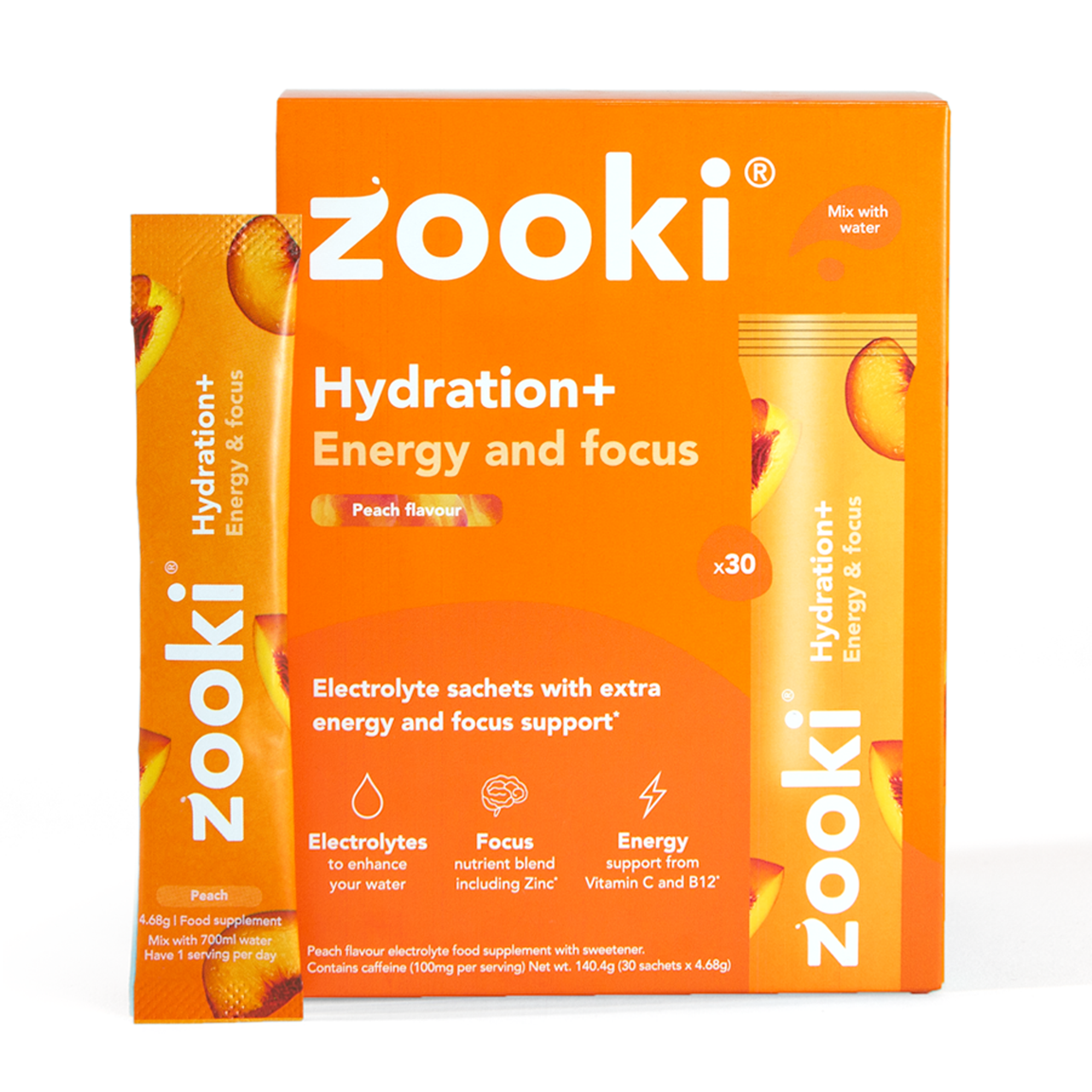 Click to view product details and reviews for Zooki Hydration Energy Focus Peach Flavour 47g 30 Sachets.