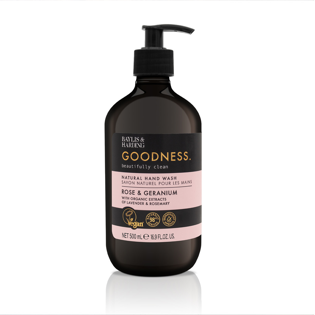 Click to view product details and reviews for Baylis Harding Goodness Rose Geranium Hand Wash 500ml.
