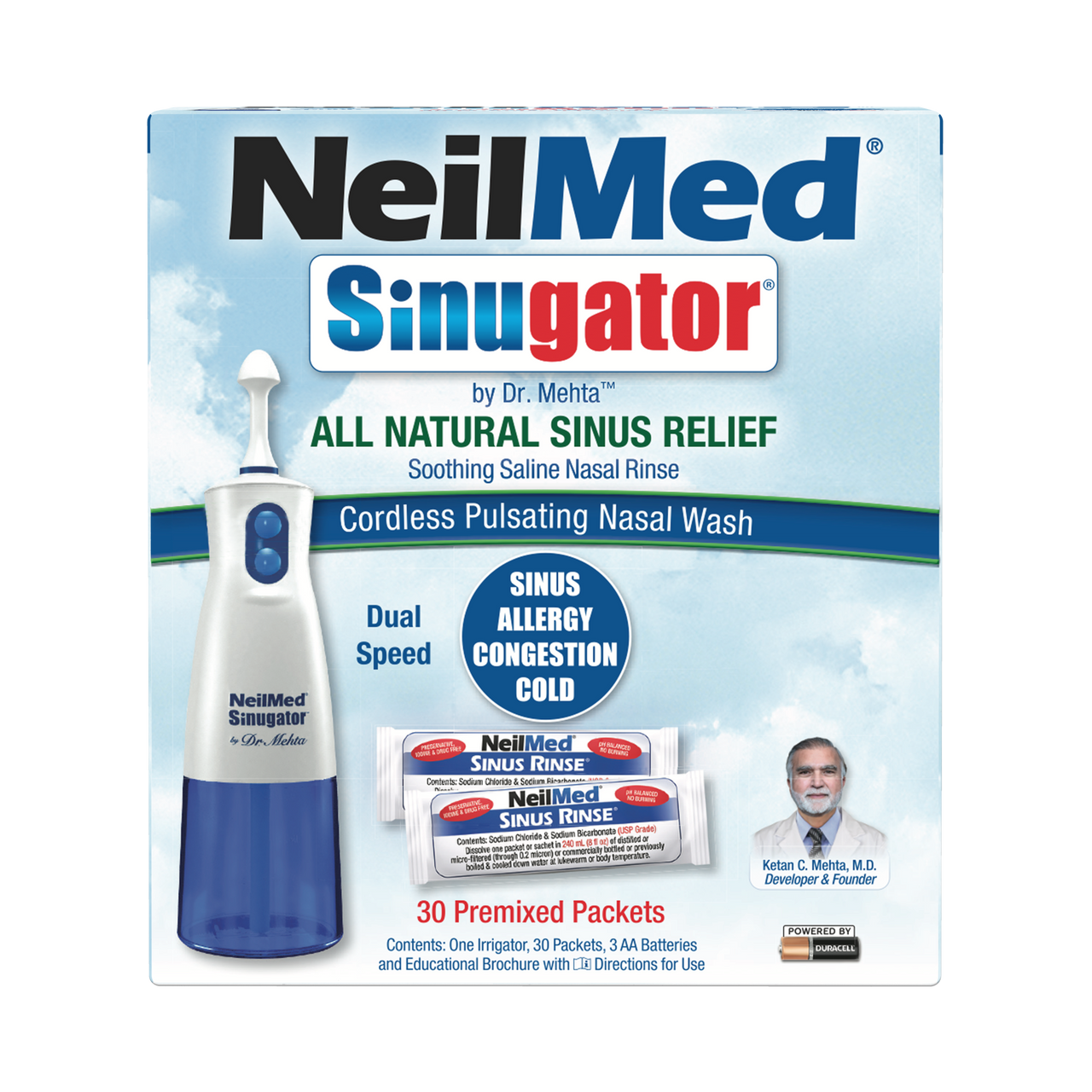Click to view product details and reviews for Neilmed Sinugator Pulsating Nasal Wash With 30 Sachets.