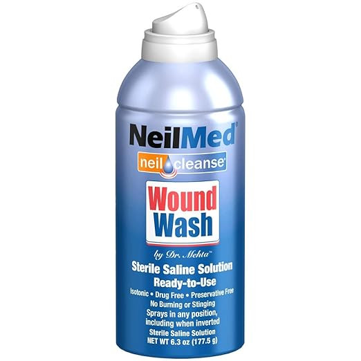 NeilMed Wound Wash Sterile Saline Spray to Cleanse Wound and Piercing Aftercare 177ml