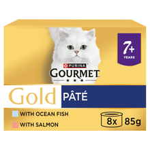 Gourmet Gold Pate Senior 7+ Ocean FIsh & Salmon Wet Cat Food 8 x 85g