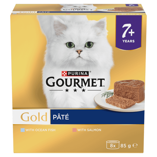 Gourmet Gold Pate Senior 7+ Ocean FIsh & Salmon Wet Cat Food 8 x 85g