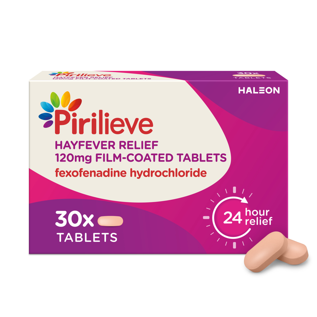 Click to view product details and reviews for Pirilieve Hayfever Relief 120mg Fexofenadine Hydrochloride 30 Tablets.