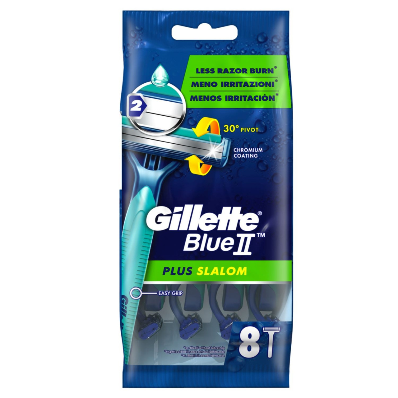 Gillette Men's Blue Ii Plus Slalom Disposable Razors 8 Pack