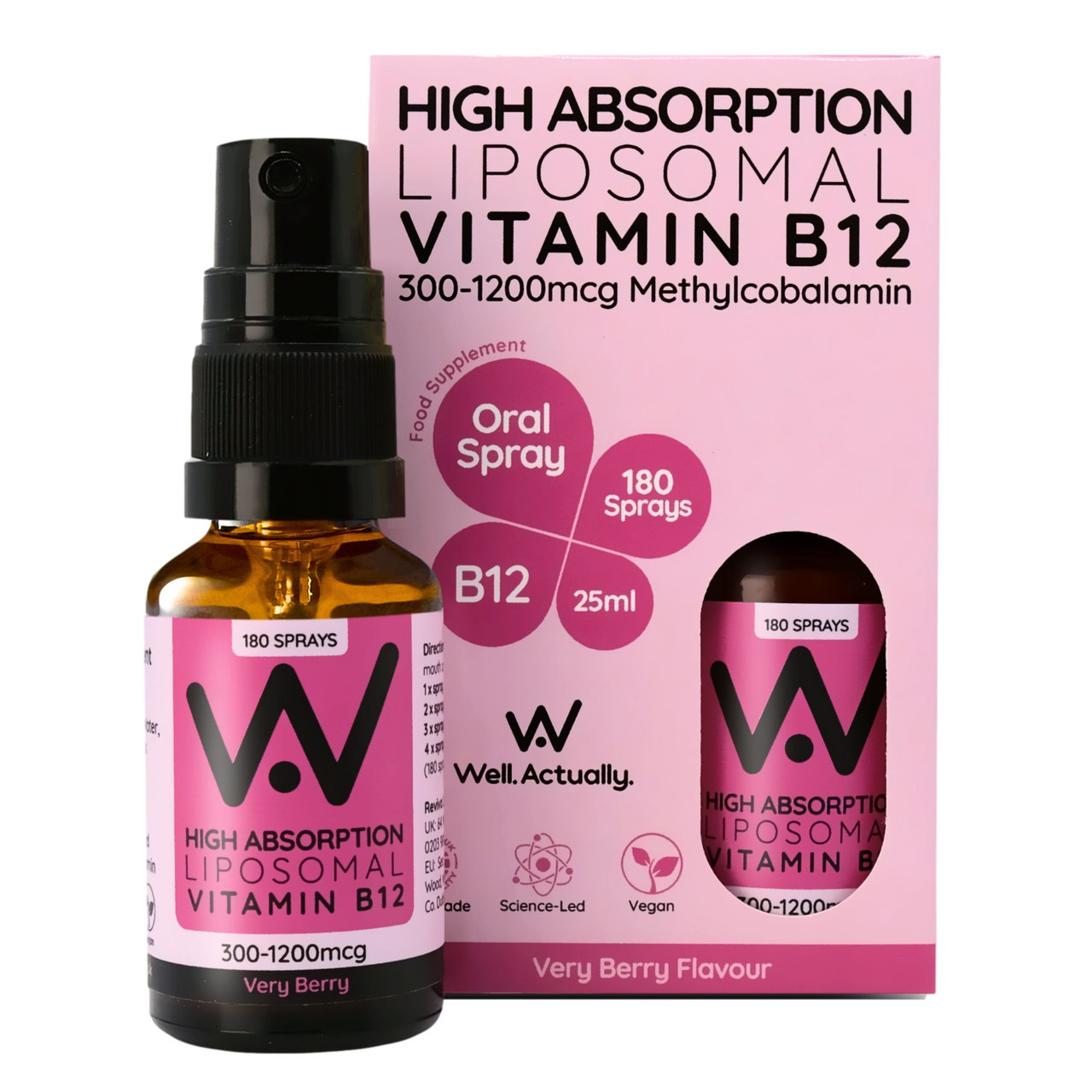 Click to view product details and reviews for Well Actually Liposomal Vitamin B12 Spray 300 1200mcg Very Berry Flavour 25ml.