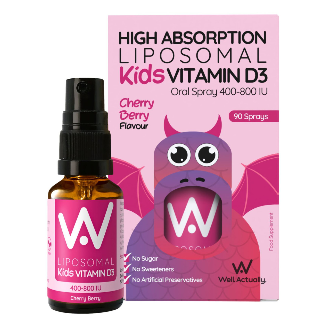 Click to view product details and reviews for Well Actually Kids Liposomal Vitamin D3 Spray 400 800iu Cherry Berry Flavour 15ml.