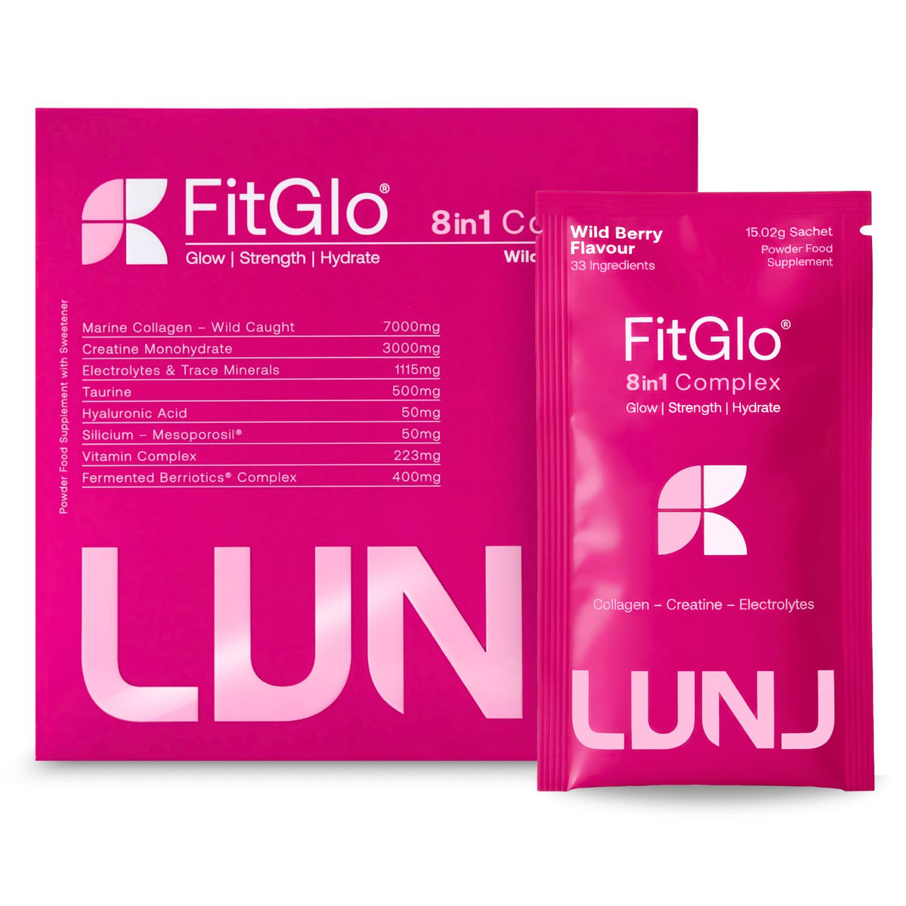Click to view product details and reviews for Lunj Fitglo 8 In 1 Daily Complex Wild Berry Flavour 14 Sachets.