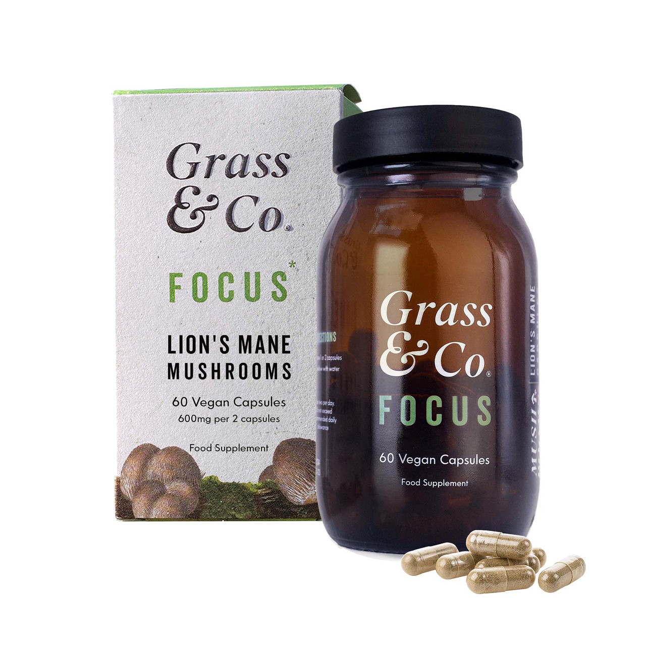 Click to view product details and reviews for Grass Co Focus Lions Mane Mushrooms With Ginseng Omega 3 60 Vegan Capsules.