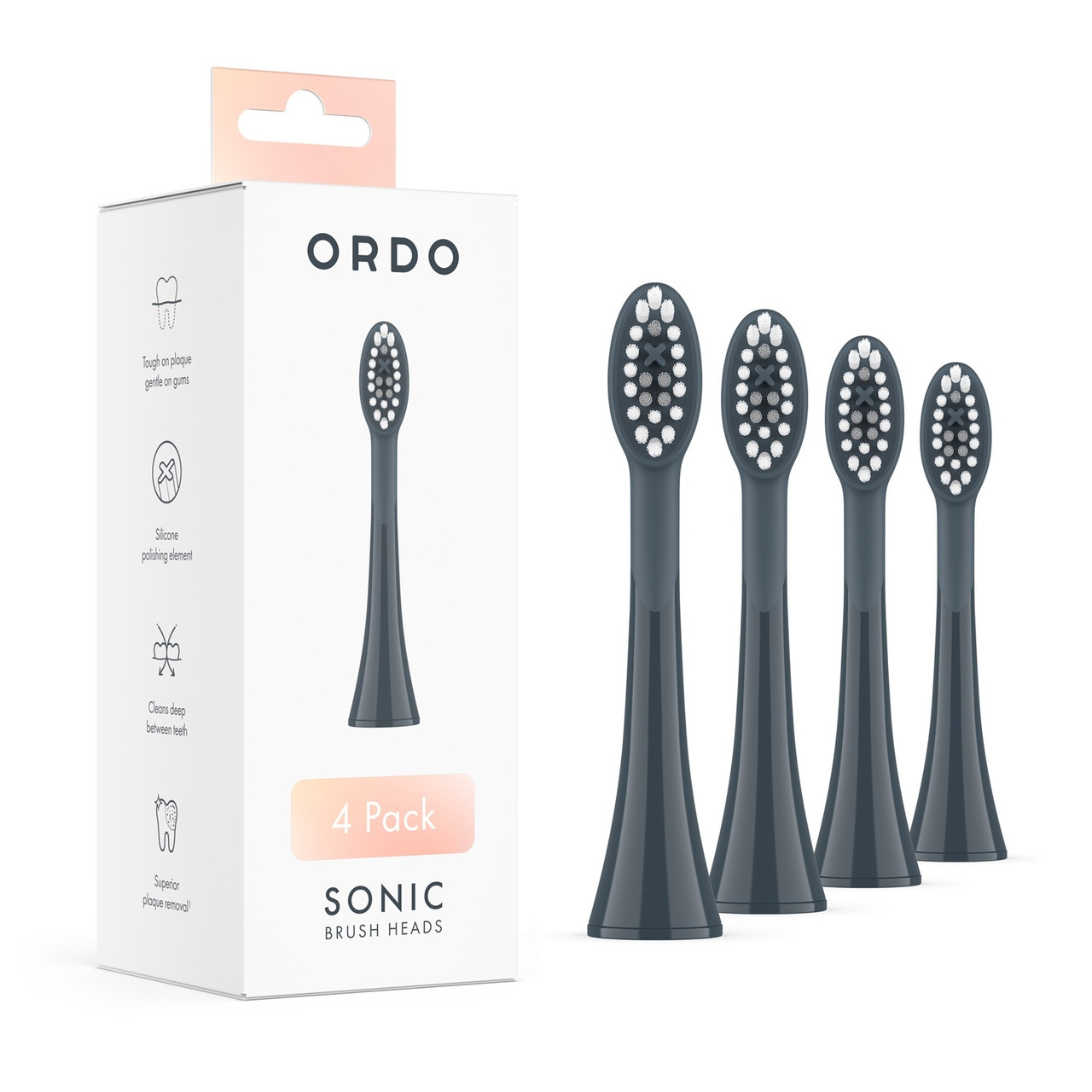 Click to view product details and reviews for Ordo Sonic Electric Brush Heads Charcoal Grey 4 Pack.