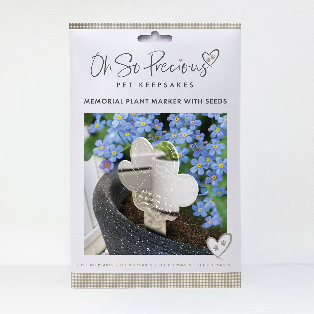 Oh So Precious Paw Print Memorial Garden Plant Marker & Forget Me Not Seeds