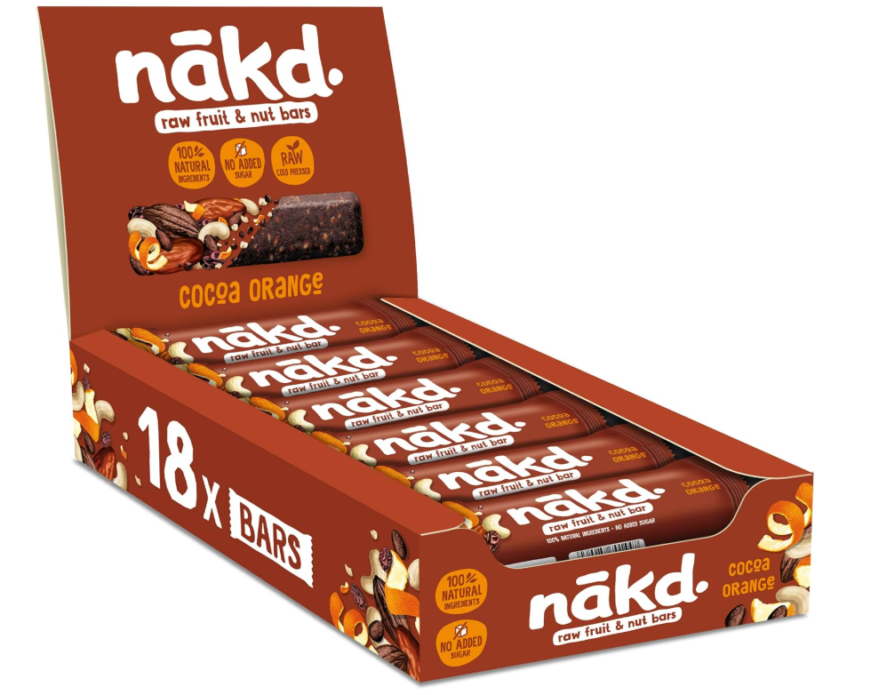 Click to view product details and reviews for Nakd Raw Fruit Nut Bars Cocoa Orange 18x35g. Click to view product details and reviews for Nakd Raw Fruit Nut Bars Cocoa Orange 18x35g.