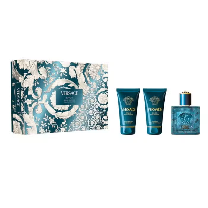 Versace Eros Eau de Toilette 50ml with Shower Gel 50ml & Aftershave Balm 50ml Gift Set Versace Eros Eau de Toilette 50ml with Shower Gel 50ml & Aftershave Balm 50ml Gift Set