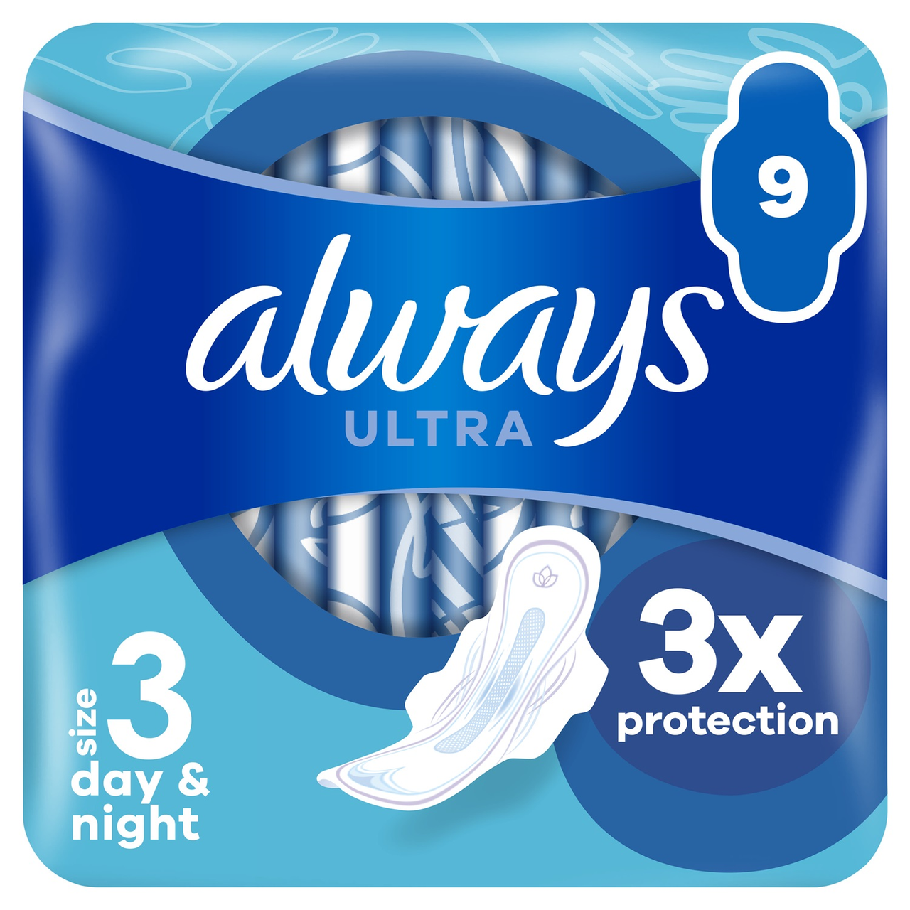 Always Ultra Day & Night Sanitary Towels With Wings Pads Size 3