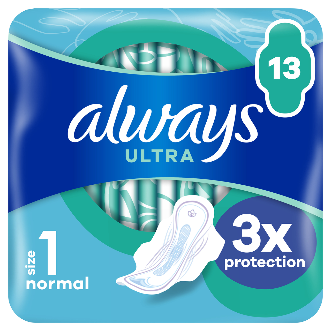 Always Ultra Day Sanitary Towels With Wings Normal Pads Size 1