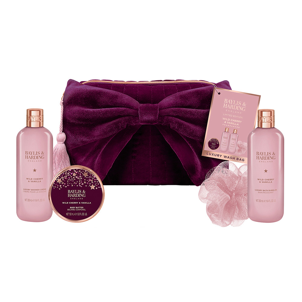 Baylis & Harding Wild Cherry & Vanilla Luxury Bow Wash Bag Gift Set