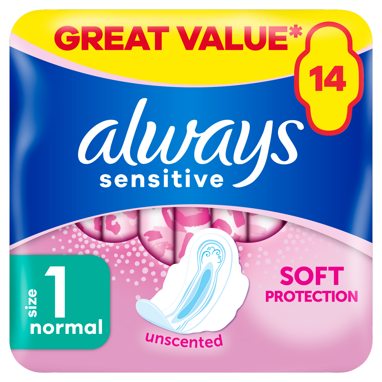 Always Sensitive Normal Ultra Sanitary Towels With Wings Size 1 14 Pads
