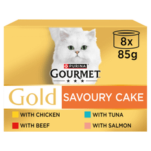 Gourmet Gold Savoury Cake Meat and Fish Variety Wet Cat Food 8x85g