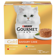 Gourmet Gold Savoury Cake Meat and Fish Variety Wet Cat Food 8x85g