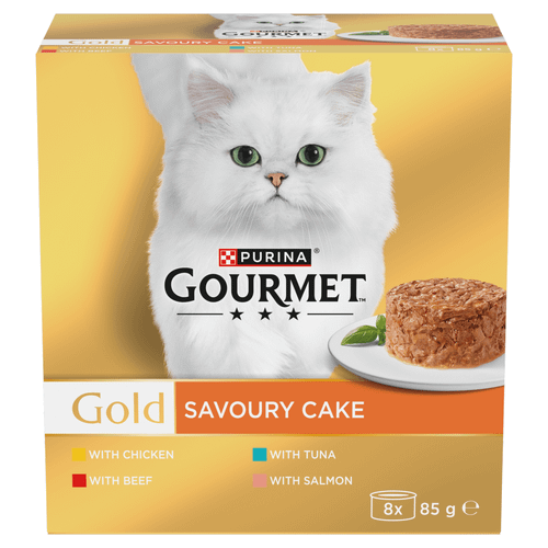 GOURMET Gold Savoury Cake Meat and Fish Variety Wet Cat Food 8x85g