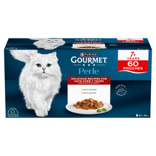 Gourmet Perle Senior 7+ Mini Fillets in Gravy Wet Cat Food 60x85g