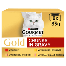 Gourmet Gold Chunks in Gravy Collection Wet Cat Food 8x85g